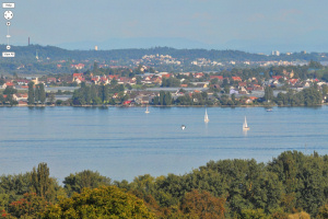 Blick vom Wasserturm Horn
                                          auf den Untersee, Reichenau
                                          und Konstanz